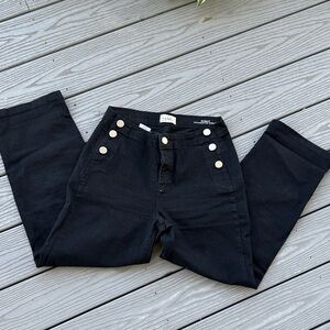 Black High-Waisted Pants with Buttons